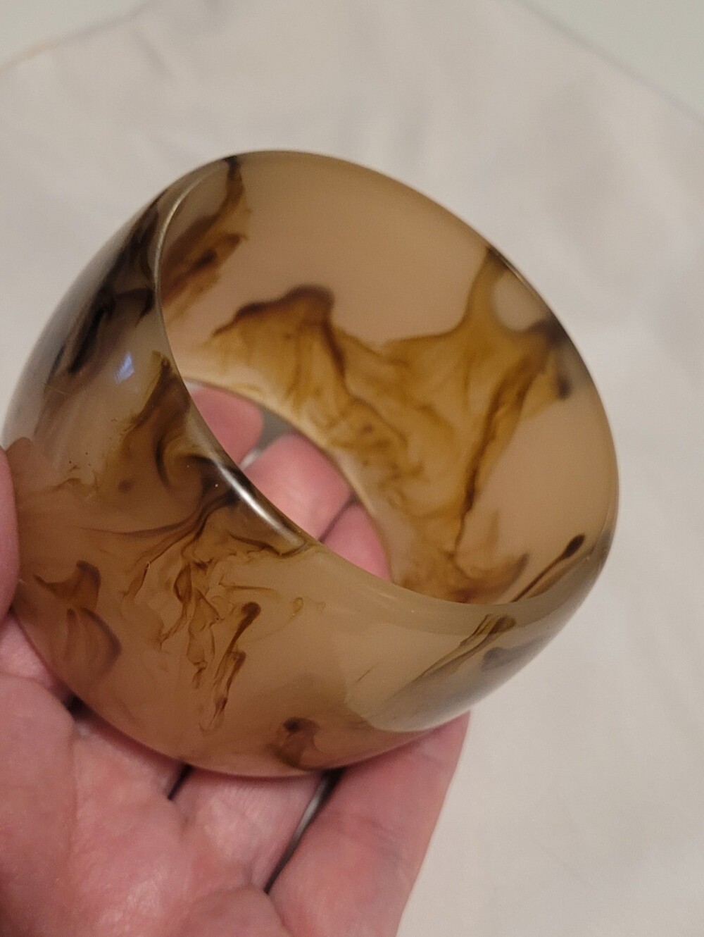 Vintage Wide Marbled Resin Bangle Bracelet | Faux Tortoiseshell Acrylic Cuff